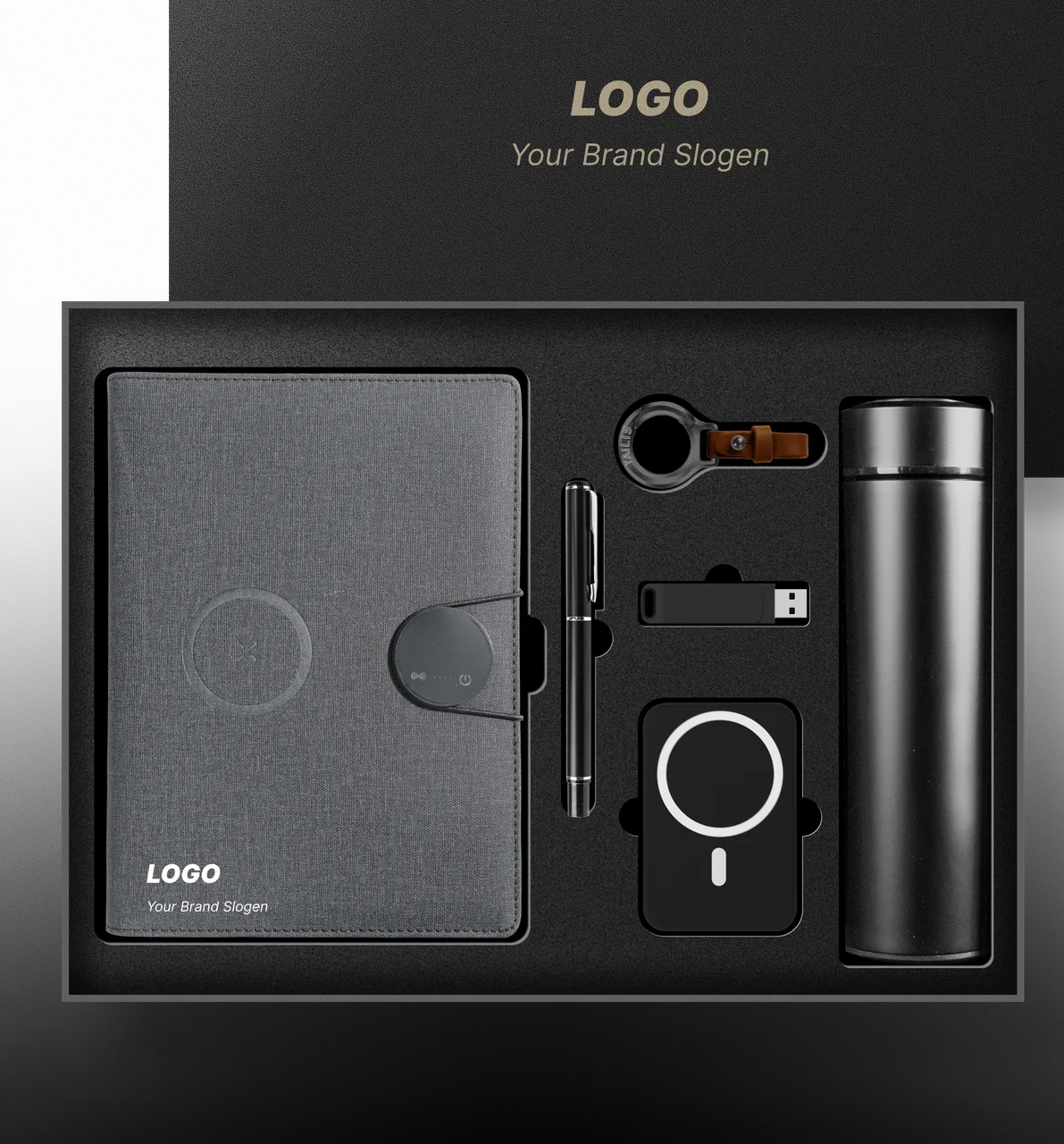 Premium Leatherette Charging Notebook Set for Corporate Branding