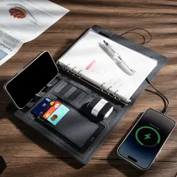 Premium Leatherette Charging Notebook Set for Corporate Branding thumbnail 3