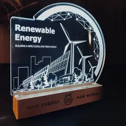 Wood and Acrylic Desk Organizer with Renewable Energy Etching thumbnail 3