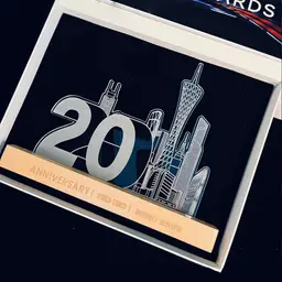 City Skyline Night Light Desk Ornament with Wooden Base thumbnail 5