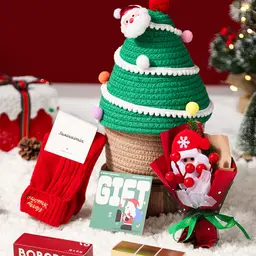 Traditional Christmas Celebration Gift Box with Festive Holiday Decorations thumbnail 1