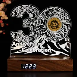 Wooden Desk Organizer with Digital Clock and Acrylic Display thumbnail 3
