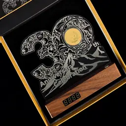 Wooden Desk Organizer with Digital Clock and Acrylic Display thumbnail 4