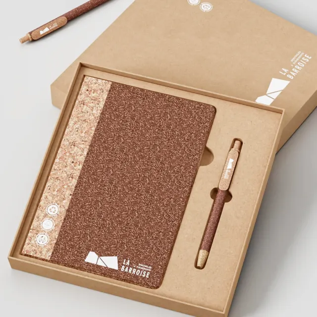 Cork-Texture Notebook and Pen Gift Set