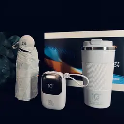 White Tumbler, Power Bank, Umbrella and Charging Cable Gift Set thumbnail 4
