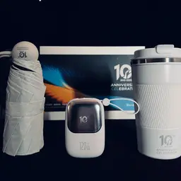 White Tumbler, Power Bank, Umbrella and Charging Cable Gift Set thumbnail 2