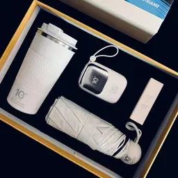 White Tumbler, Power Bank, Umbrella and Charging Cable Gift Set thumbnail 5