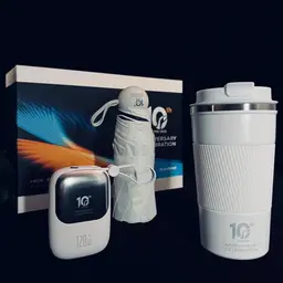 White Tumbler, Power Bank, Umbrella and Charging Cable Gift Set thumbnail 3
