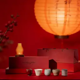 Five Ceramic Tea Cups in Red Hinged Gift Box with Matching Bag thumbnail 4