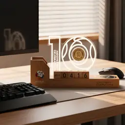 Beech Wood Desk Organizer with Wireless Charger and Light thumbnail 4