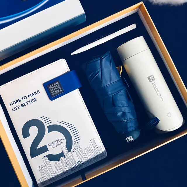 Notebook, Pen, Umbrella and Thermos Gift Set in Rigid Box