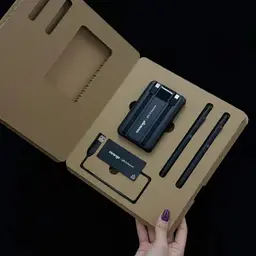 Power Bank, USB Hub, Pens, and Cable in Brown Corrugated Gift Box thumbnail 1