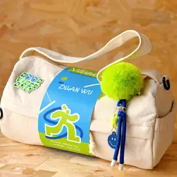 Beige Tote, Blue Water Bottle & Green Towel Set thumbnail 2