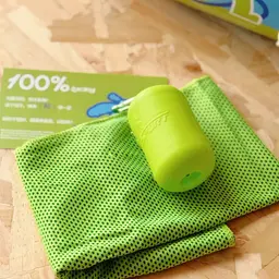 Beige Tote, Blue Water Bottle & Green Towel Set thumbnail 4