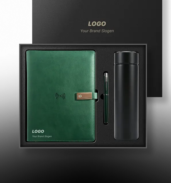 Eco-Friendly Thermo PU Leather Charging Notebook Gift Box