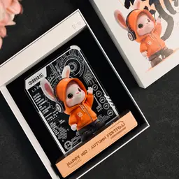 Rabbit Figurine Night Light Gift Set with Wooden Base thumbnail 2