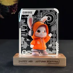 Rabbit Figurine Night Light Gift Set with Wooden Base thumbnail 4