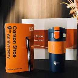 Orange A6 Notebook, Pen and Tumbler Gift Set thumbnail 3