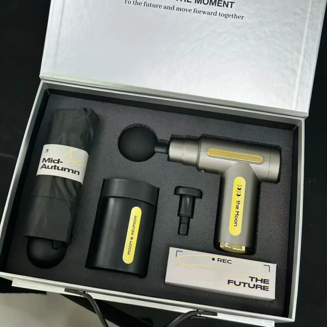 Black Umbrella and Tumbler Gift Set with Yellow Accents — View 1