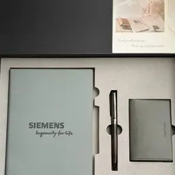 Gray Leather Notebook, Ebony Wood Pen, and Card Holder Gift Set thumbnail 2