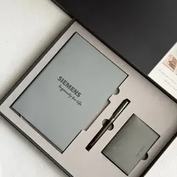 Gray Leather Notebook, Ebony Wood Pen, and Card Holder Gift Set thumbnail 1