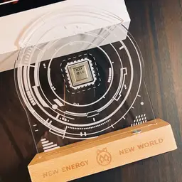 Wood and Acrylic Desk Organizer with Etched Circuit Panel thumbnail 5