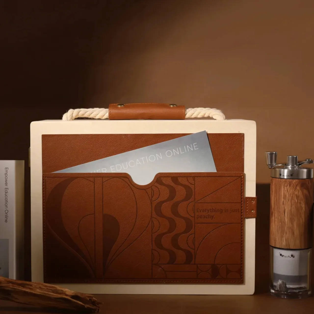 Portable Coffee Grinder and Dripper Gift Set in Wooden Box — alternate view 4
