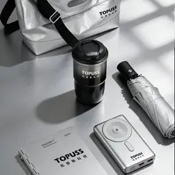 Silver Tech Gift Set with Tumbler, Umbrella, Power Bank, Notebook, and Tote Bag thumbnail 2