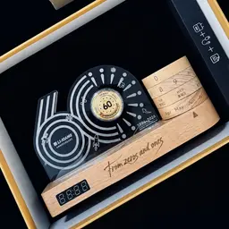 Wood Desk Organizer with Digital Clock and Metal Pen thumbnail 4
