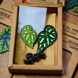 Begonia Leaf and Potted Plant Enamel Badge Gift Set thumbnail 2