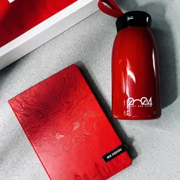 Red A5 Leather Notebook and 520 ml Thermos Gift Set thumbnail 3