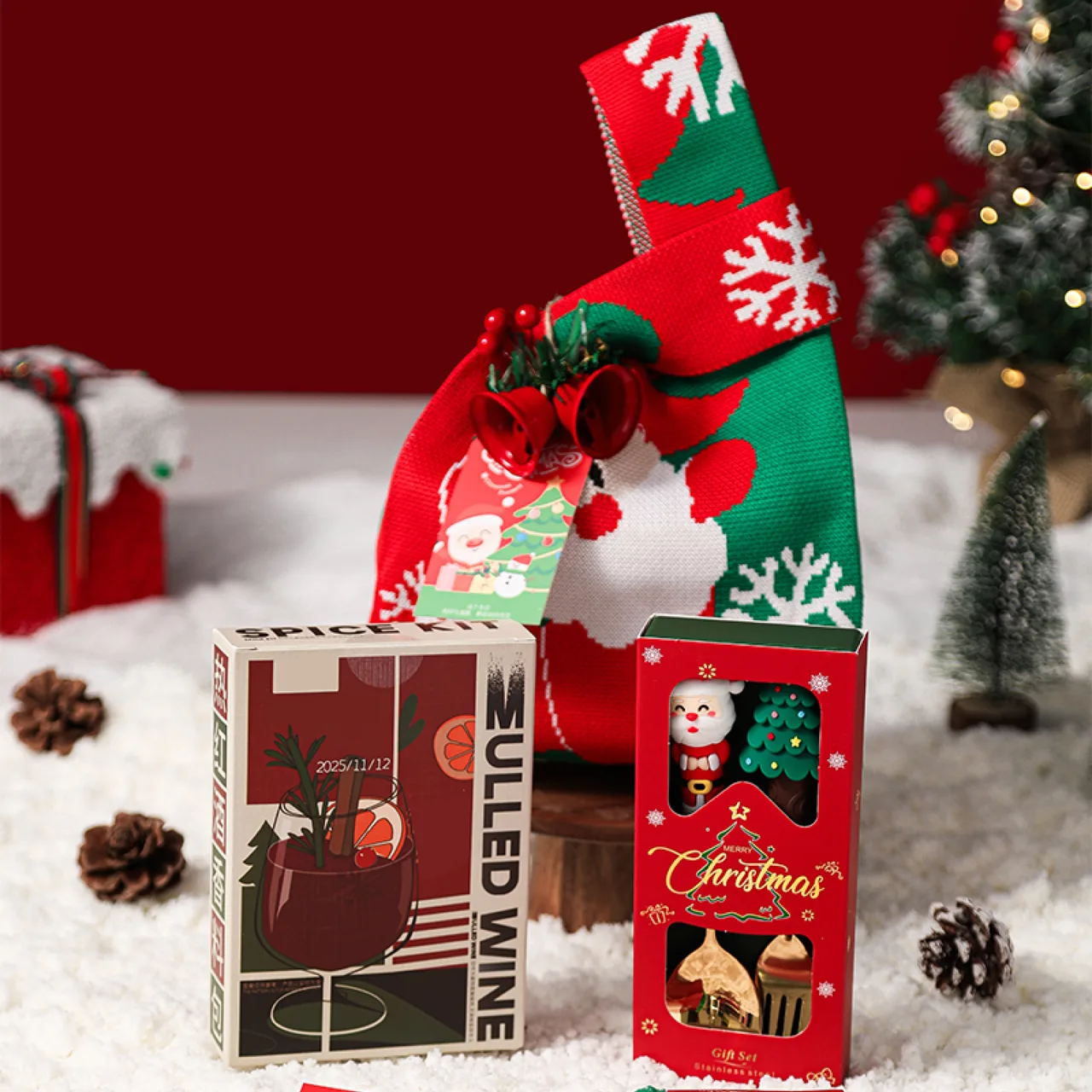 Elegant Happy Holidays Present Box with Best Wishes for Christmas