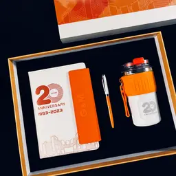 A5 Notebook, Tumbler and Pen Gift Set in Orange and White thumbnail 2