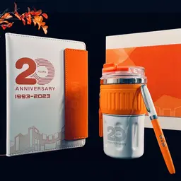 A5 Notebook, Tumbler and Pen Gift Set in Orange and White thumbnail 6