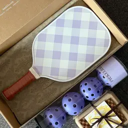 Purple Checkered Pickleball Paddle and Ball Gift Set thumbnail 4