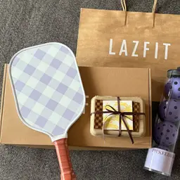 Purple Checkered Pickleball Paddle and Ball Gift Set thumbnail 6