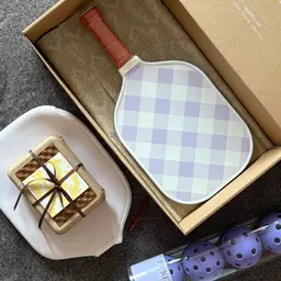 Purple Checkered Pickleball Paddle and Ball Gift Set thumbnail 5