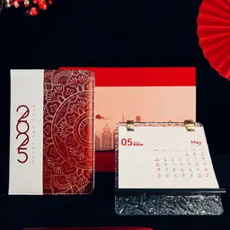 A5 Notebook, Pen, and Desk Calendar Gift Set in Red Box thumbnail 3