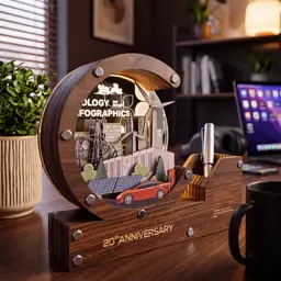 Wooden Desk Organizer with Light and Pen Gift Set thumbnail 2