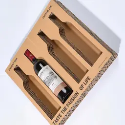 Brown Corrugated Wine Box with Three-Bottle Paperboard Insert thumbnail 5