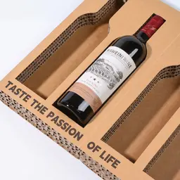 Brown Corrugated Wine Box with Three-Bottle Paperboard Insert thumbnail 2