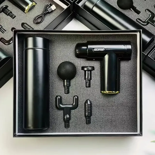 Black Thermos and Charging Cable Gift Set corporate gift set