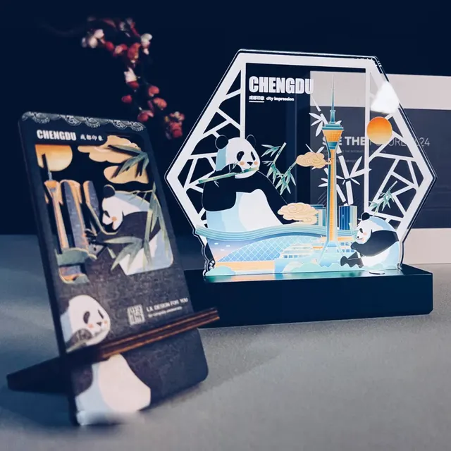 Light-Up Display and Wood-Accent Phone Stand Gift Set corporate gift set