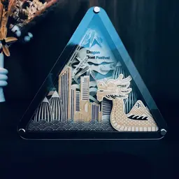 Layered Wood Night Light Gift Set – Dragon Boat Cityscape thumbnail 1