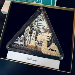 Layered Wood Night Light Gift Set – Dragon Boat Cityscape thumbnail 2