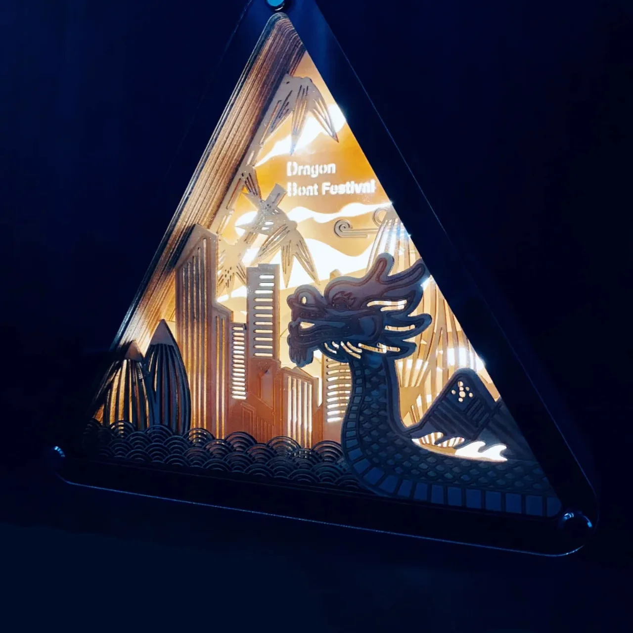 Layered Wood Night Light Gift Set – Dragon Boat Cityscape corporate gift set