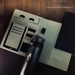 Black Notebook with Built-in Power Bank and Thermos Gift Set thumbnail 5