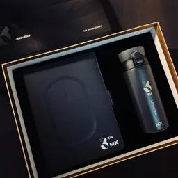 Black Notebook with Built-in Power Bank and Thermos Gift Set thumbnail 1