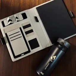 Black Notebook with Built-in Power Bank and Thermos Gift Set thumbnail 4