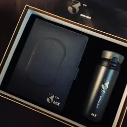 Black Notebook with Built-in Power Bank and Thermos Gift Set thumbnail 2